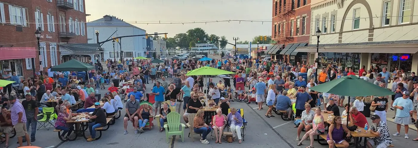 Street festival crowd in downtown Port Clinton