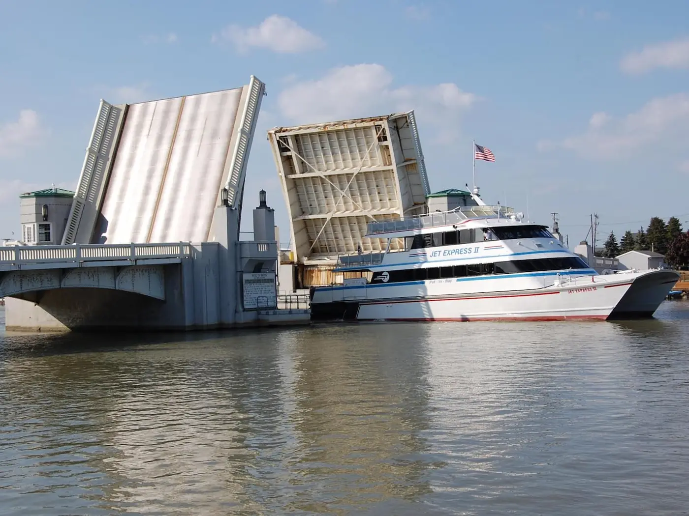 Jet Express ferry by the Portage River drawbridge in downtown Port Clinton – Port Clinton vacation rental